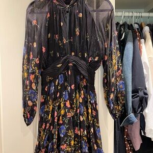 Black Floral Long Sleeve Maxi Dress